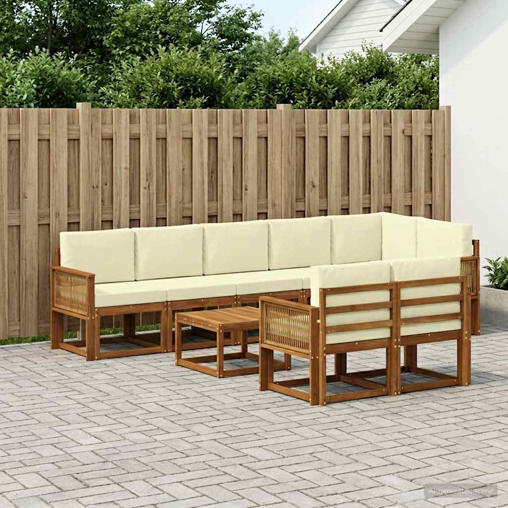 vidaXL Zestaw sof na zewnątrz 9 pcs Naturalny i Kremowy Poliester