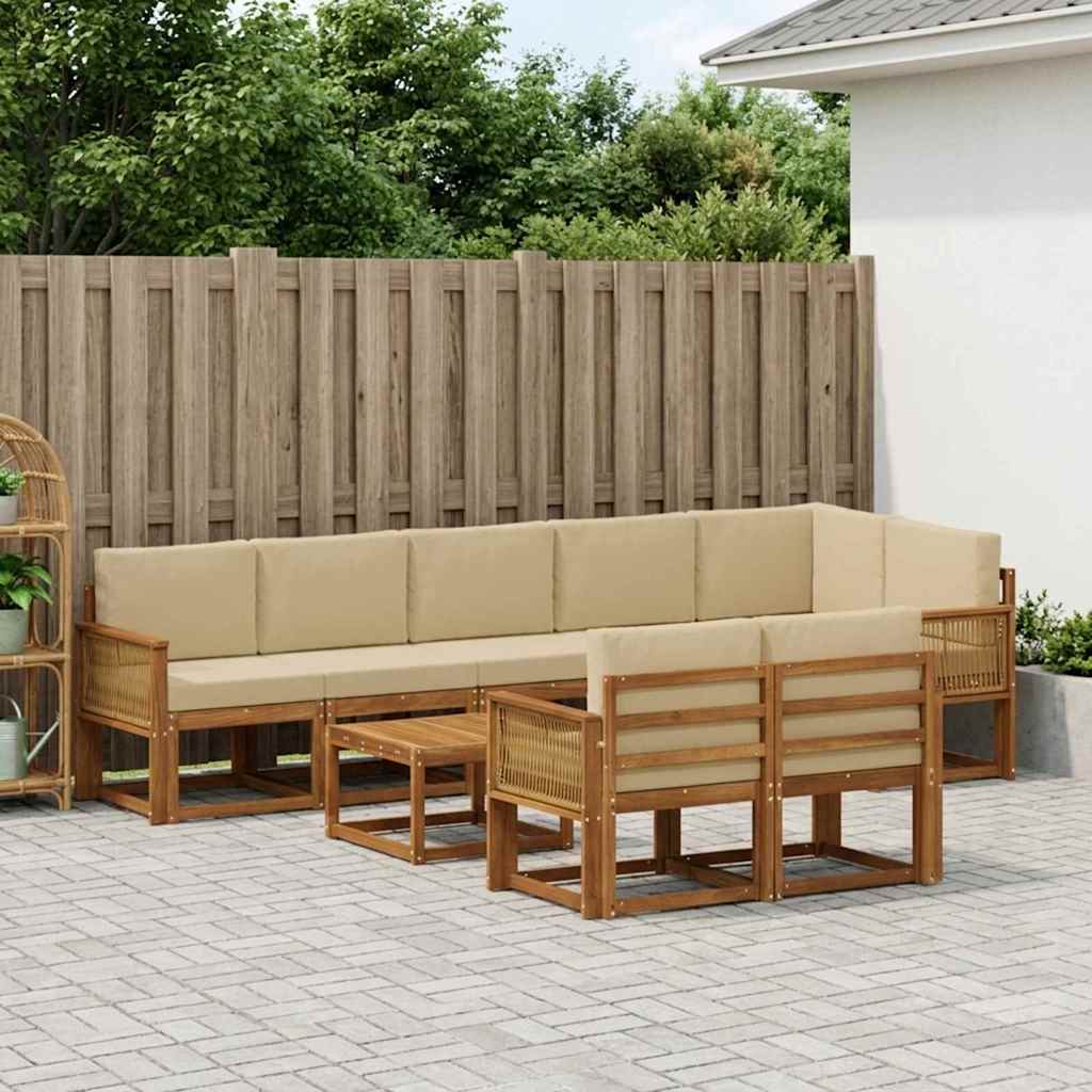 vidaXL Zestaw sof na zewnątrz 9 pcs Naturalny i Beżowy Poliester
