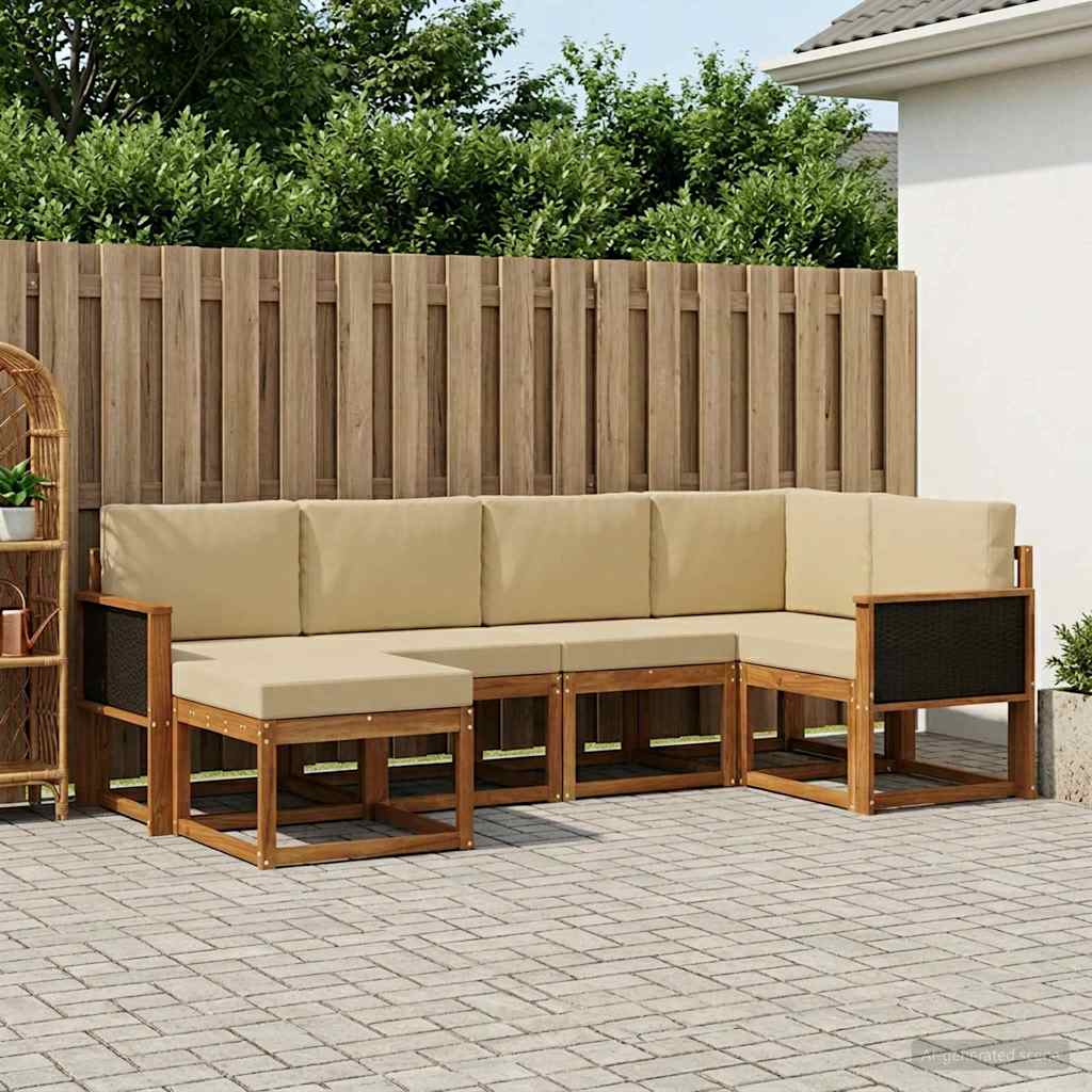 vidaXL Zestaw sof na zewnątrz 6 pcs Naturalny i Beżowy