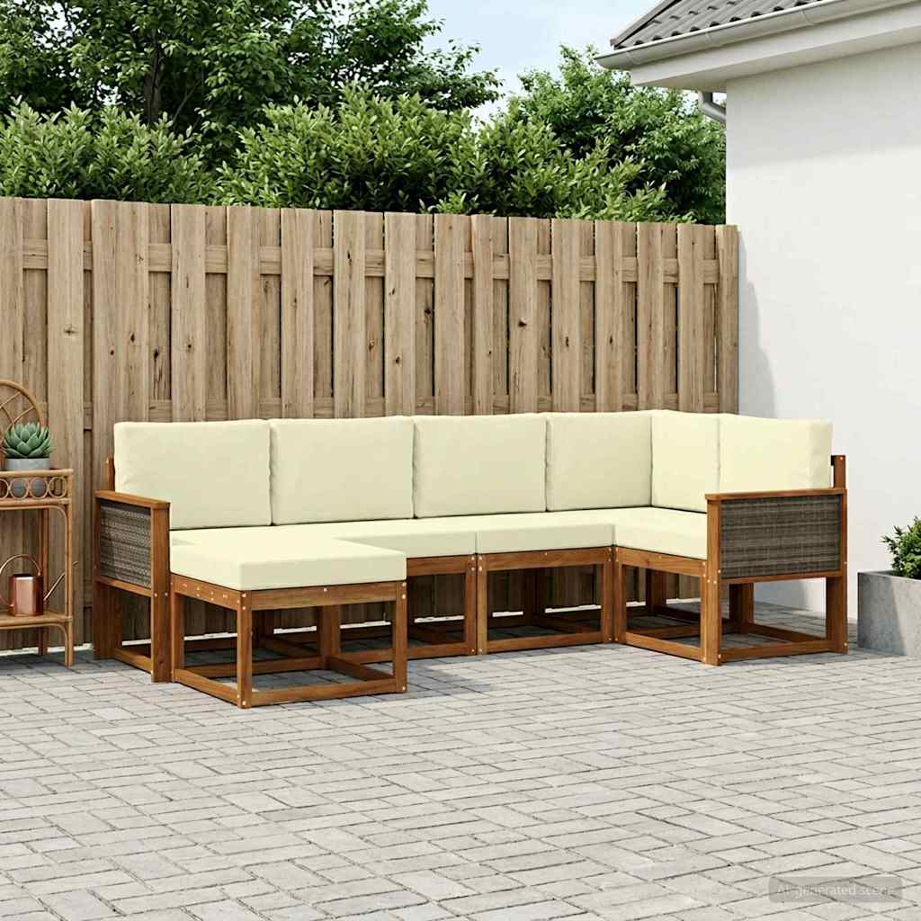 vidaXL Zestaw sof na zewnątrz 6 pcs Naturalny i Kremowy Poliester