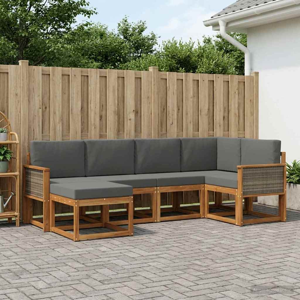 vidaXL Zestaw sof na zewnątrz 6 pcs Naturalny i Antracytowy Poliester