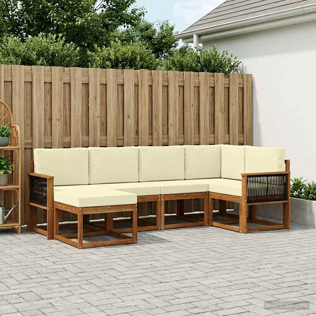 vidaXL Zestaw sof na zewnątrz 6 pcs Naturalny i Kremowy