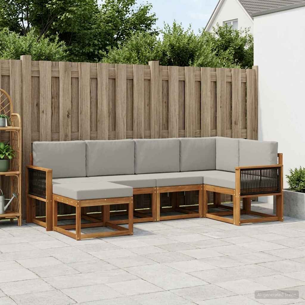 vidaXL Zestaw sof na zewnątrz 6 pcs Naturalny i jasnoszary