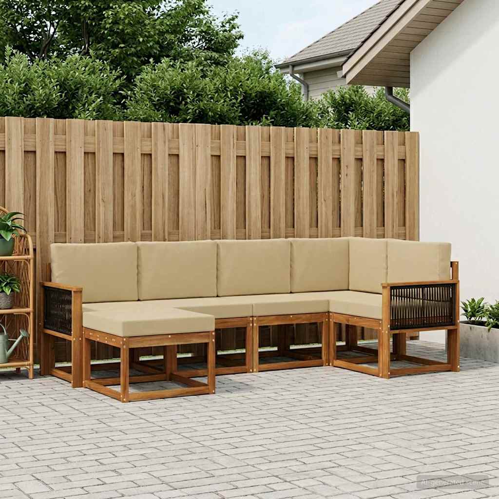 vidaXL Zestaw sof na zewnątrz 6 pcs Naturalny i Beżowy