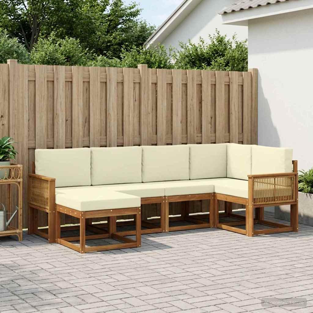 vidaXL Zestaw sof na zewnątrz 6 pcs Naturalny i Kremowy Poliester
