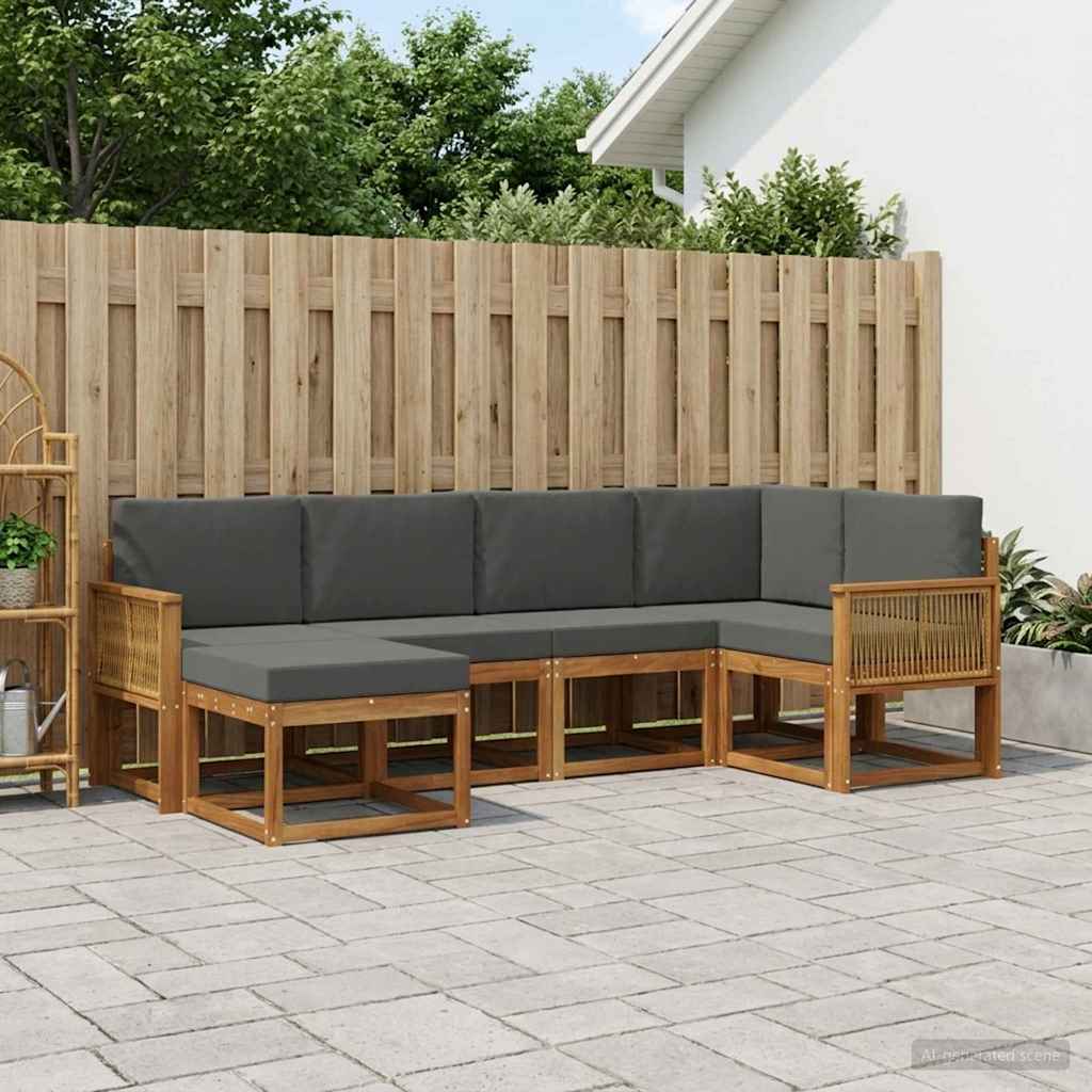vidaXL Zestaw sof na zewnątrz 6 pcs Naturalny i Antracytowy Poliester