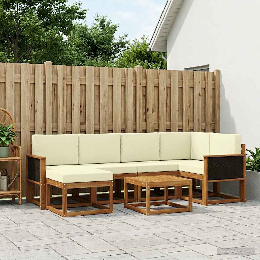 vidaXL Zestaw sof na zewnątrz z poduszką 7 pcs Naturalny i Kremowy