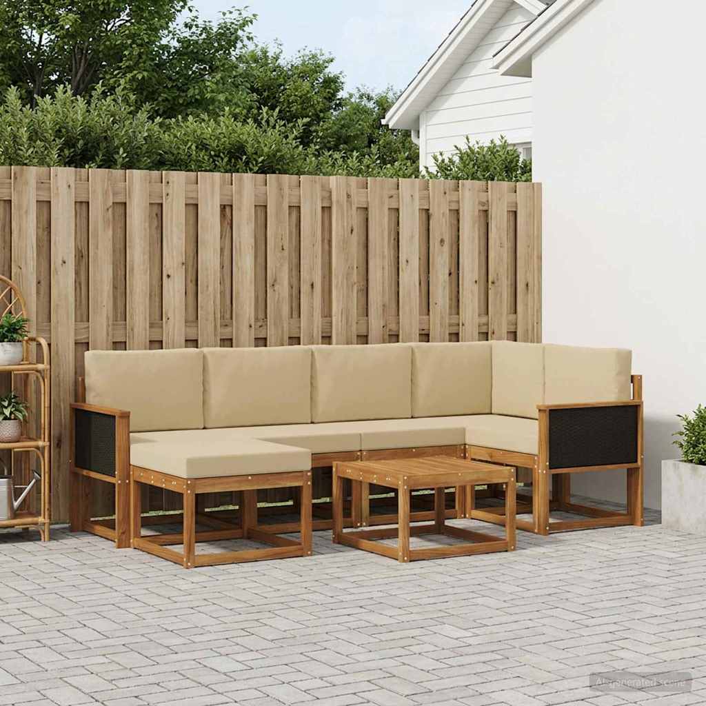 vidaXL Zestaw sof na zewnątrz z poduszką 7 pcs Naturalny i Beżowy