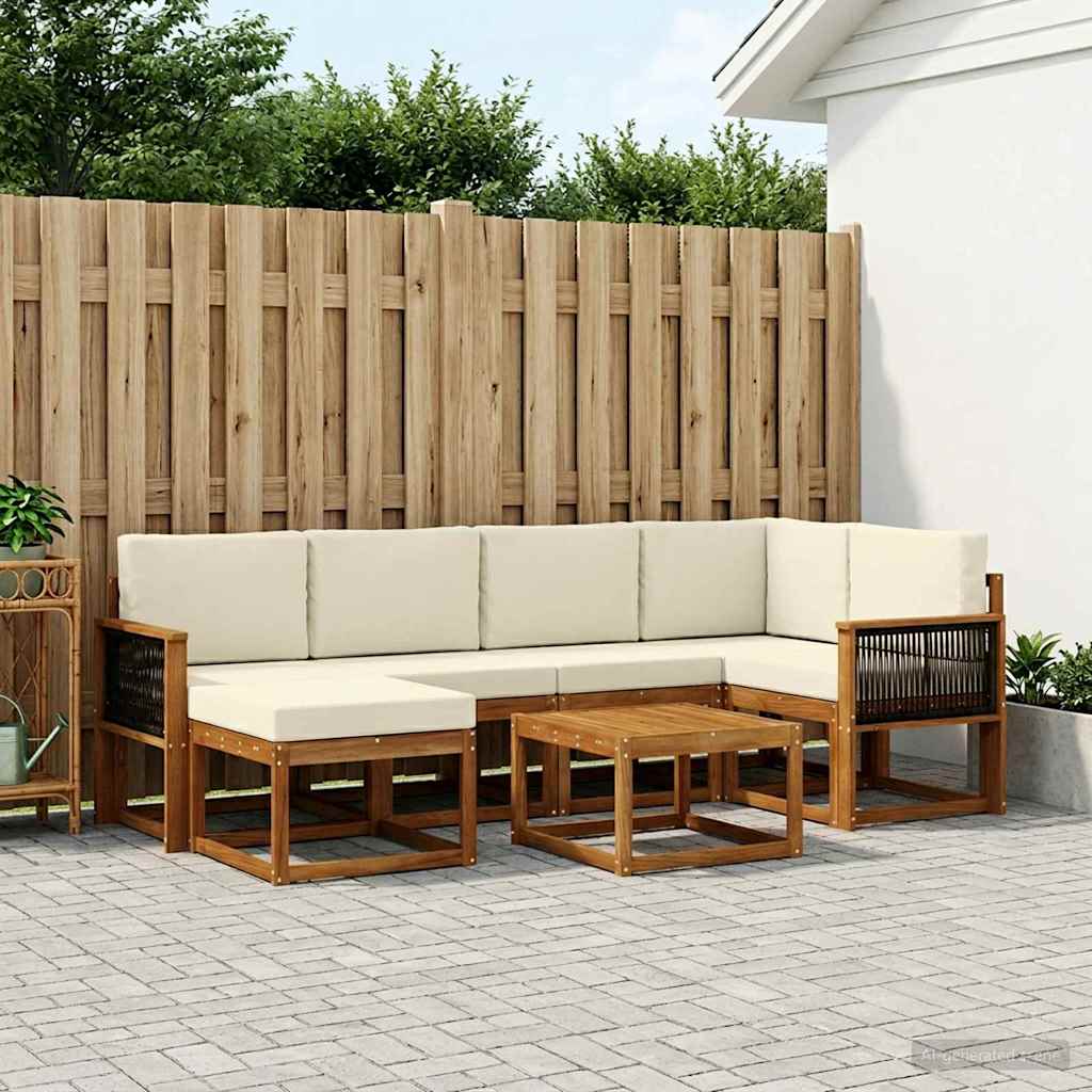vidaXL Zestaw sof na zewnątrz z poduszką 7 pcs Naturalny i Kremowy
