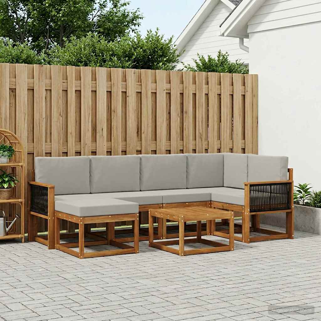 vidaXL Zestaw sof na zewnątrz z poduszką 7 pcs Naturalny i jasnoszary