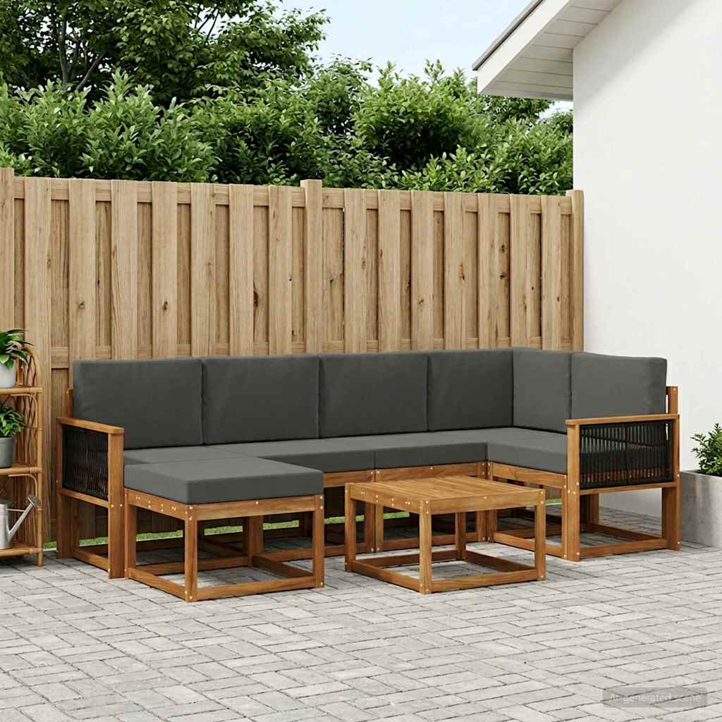 vidaXL Zestaw sof na zewnątrz z poduszką 7 pcs Naturalny i Antracytowy