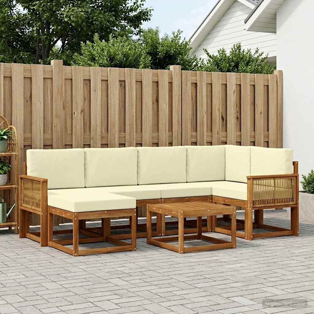 vidaXL Zestaw sof na zewnątrz z poduszką 7 pcs Naturalny i Kremowy
