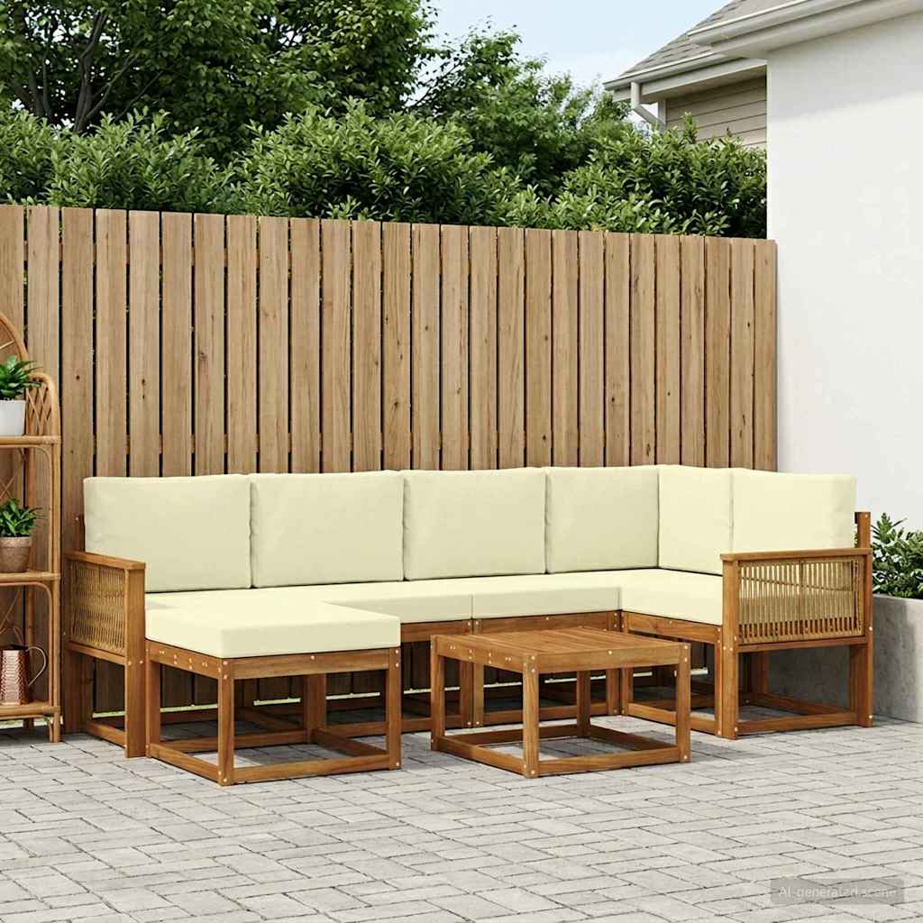vidaXL Zestaw sof na zewnątrz z poduszką 7 pcs Naturalny i Kremowy