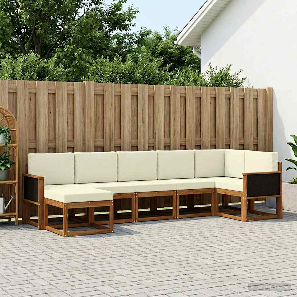 vidaXL Zestaw sof na zewnątrz 7 pcs Naturalny i Kremowy Poliester