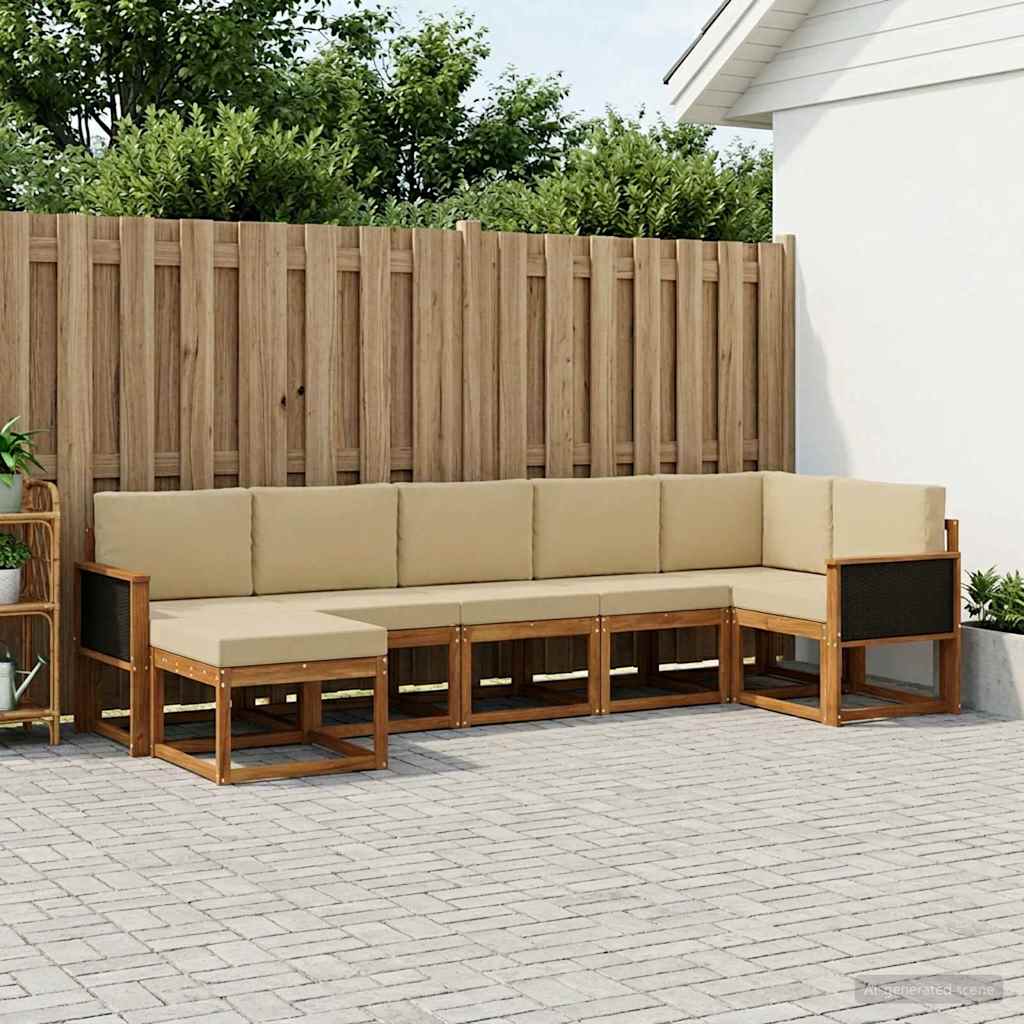 vidaXL Zestaw sof na zewnątrz 7 pcs Naturalny i Beżowy Poliester