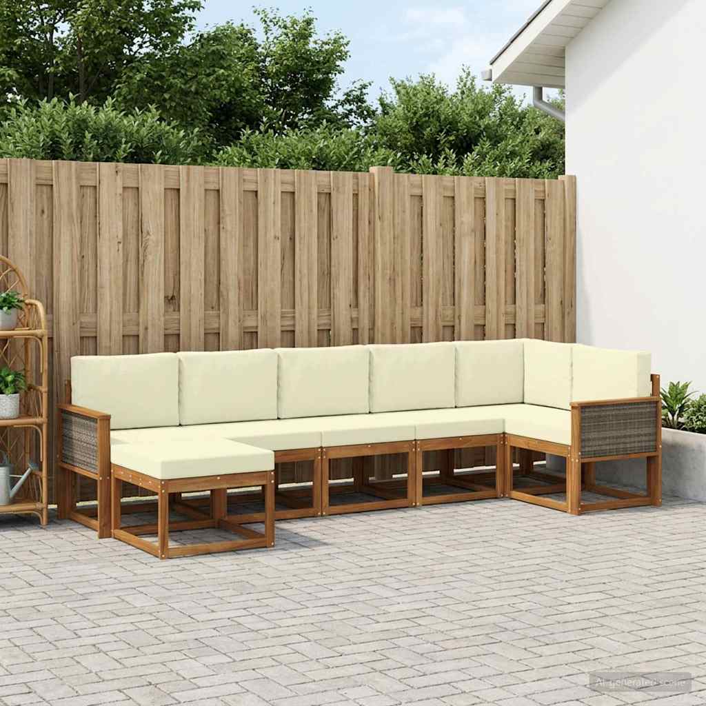 vidaXL Zestaw sof na zewnątrz 7 pcs Naturalny i Kremowy Poliester