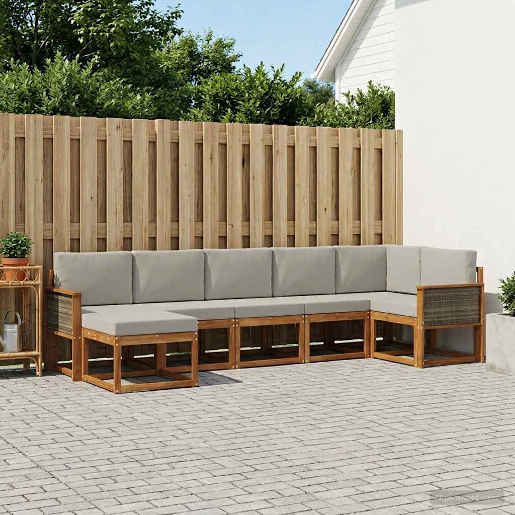 vidaXL Zestaw sof na zewnątrz 7 pcs Naturalny i jasnoszary Poliester