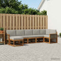 vidaXL Zestaw sof na zewnątrz 7 pcs Naturalny i jasnoszary Poliester