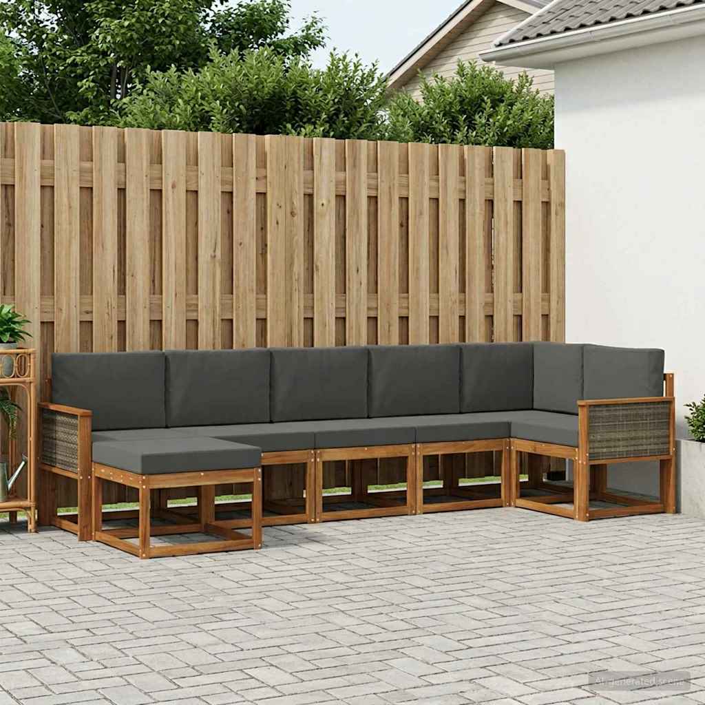 vidaXL Zestaw sof na zewnątrz 7 pcs Naturalny i Antracytowy Poliester