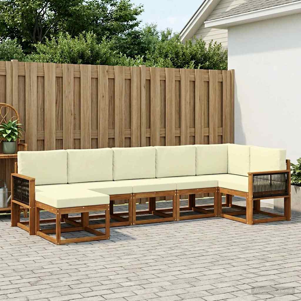 vidaXL Zestaw sof na zewnątrz 7 pcs Naturalny i Kremowy Poliester