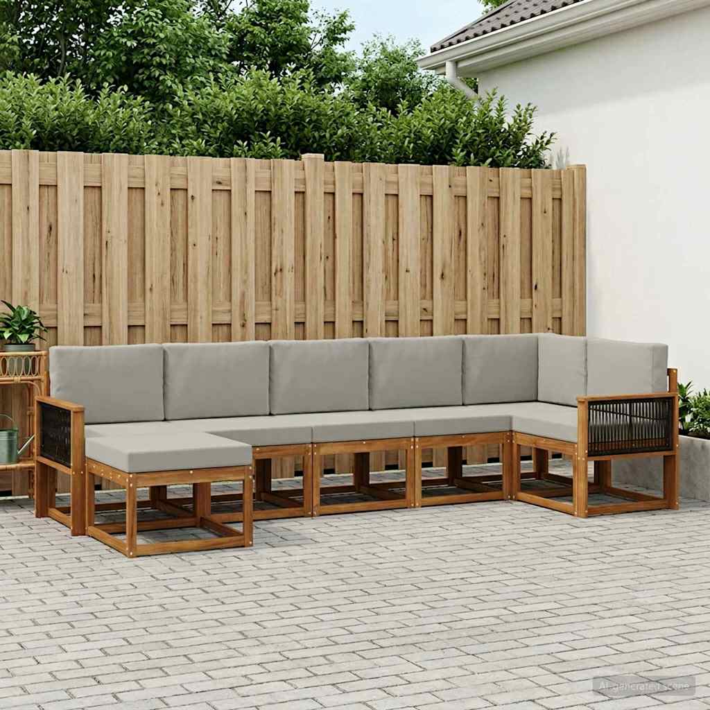 vidaXL Zestaw sof na zewnątrz 7 pcs Naturalny i jasnoszary Poliester