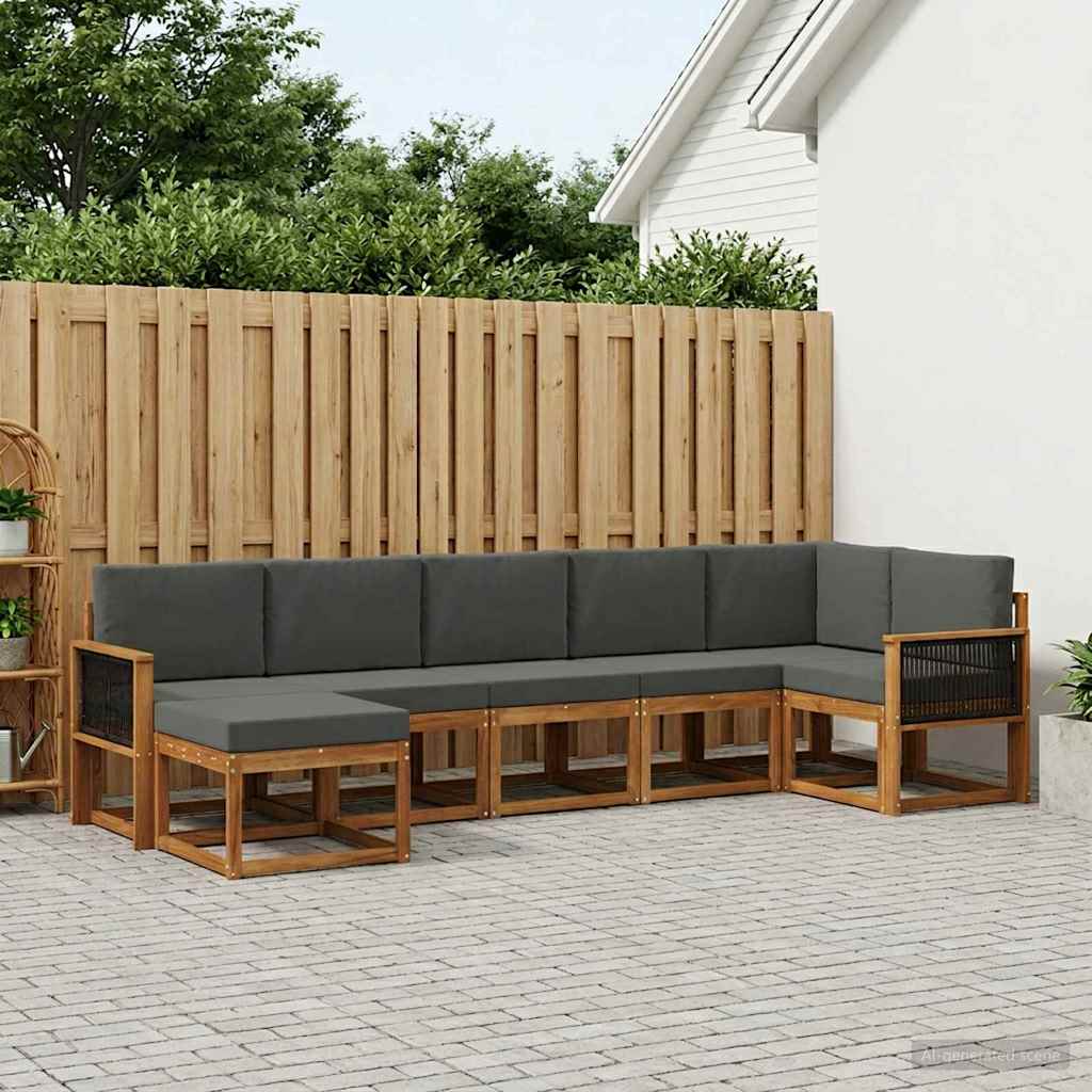 vidaXL Zestaw sof na zewnątrz 7 pcs Naturalny i Antracytowy Poliester