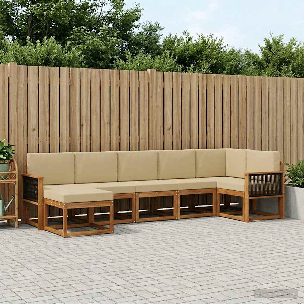 vidaXL Zestaw sof na zewnątrz 7 pcs Naturalny i Beżowy Poliester