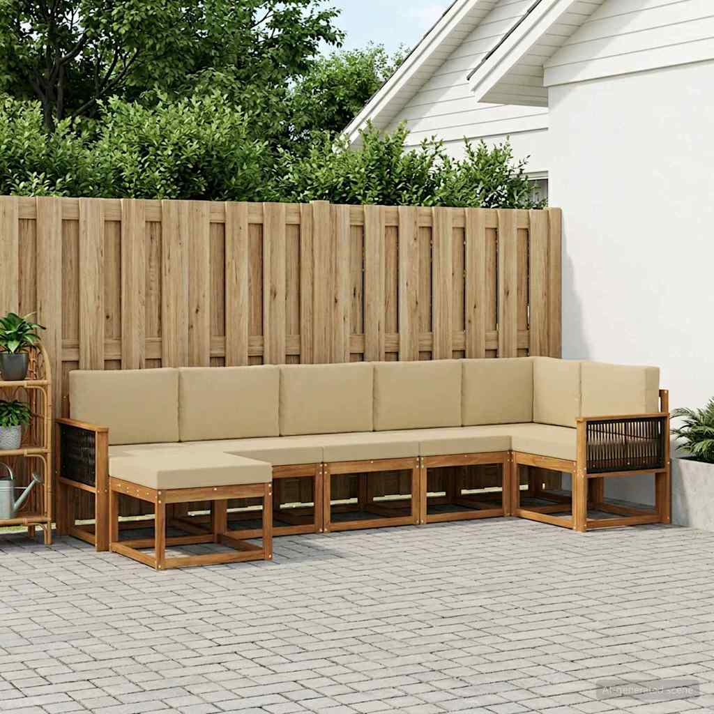 vidaXL Zestaw sof na zewnątrz 7 pcs Naturalny i Beżowy Poliester