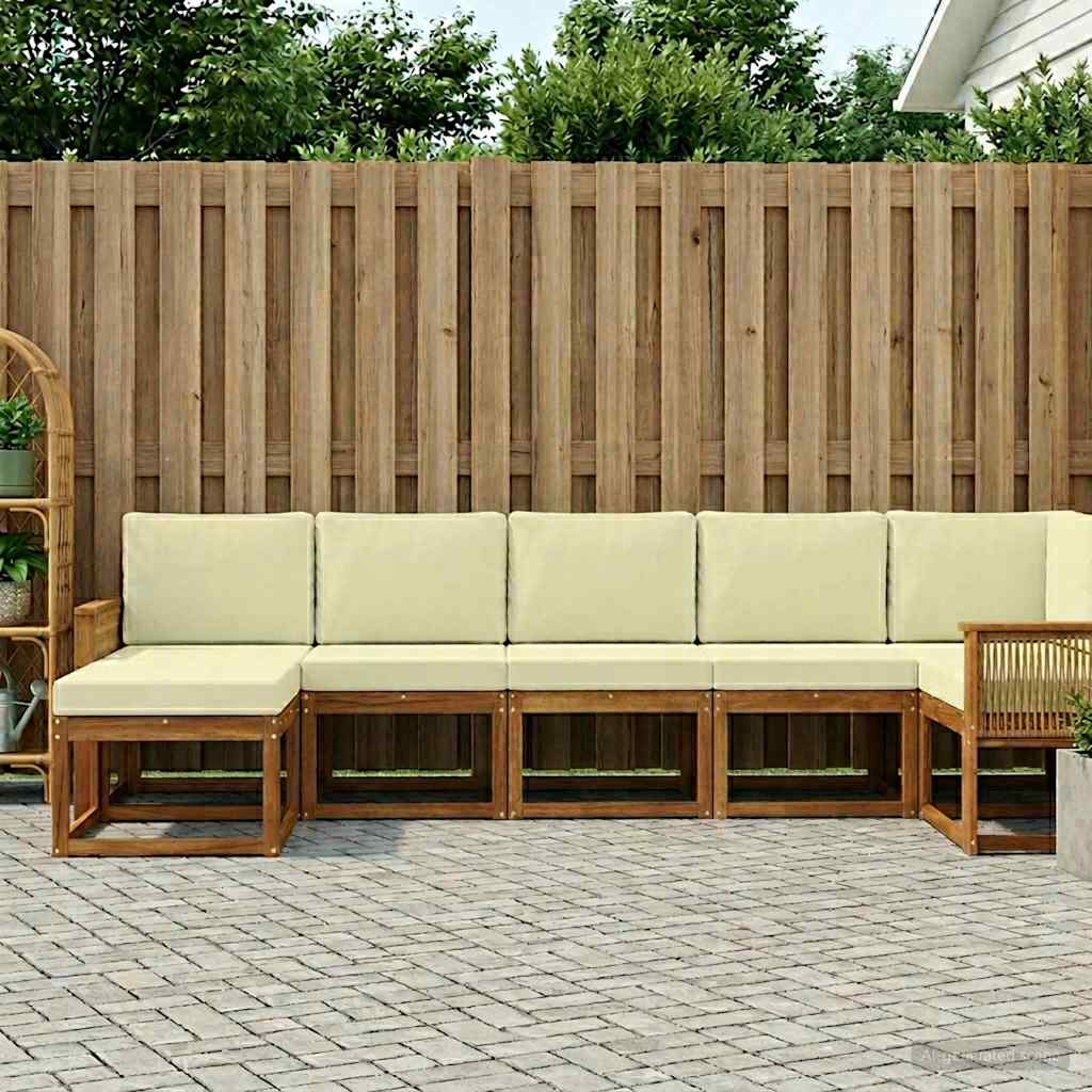vidaXL Zestaw sof na zewnątrz 7 pcs Naturalny i Kremowy Poliester