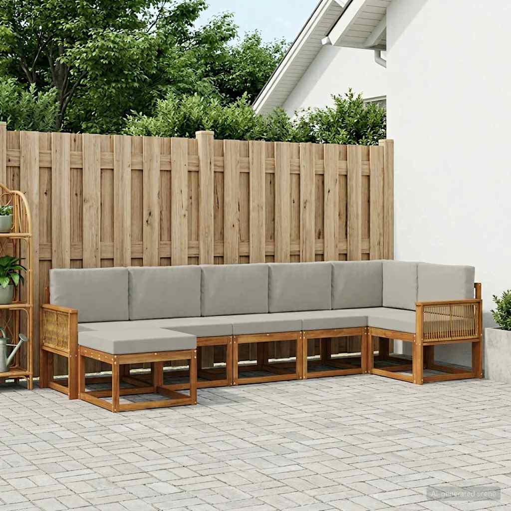 vidaXL Zestaw sof na zewnątrz 7 pcs Naturalny i jasnoszary Poliester