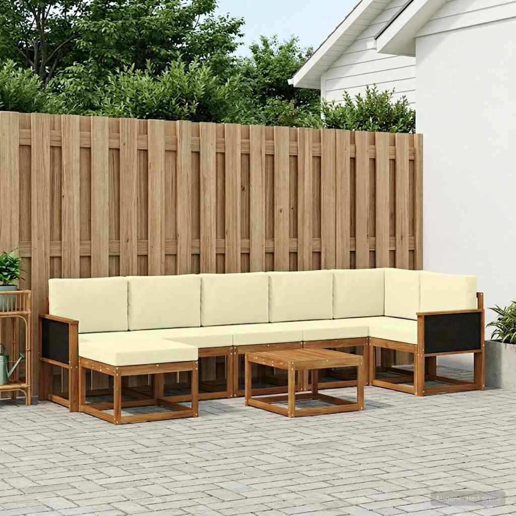 vidaXL Zestaw sof na zewnątrz 8 pcs Naturalny i Kremowy Poliester