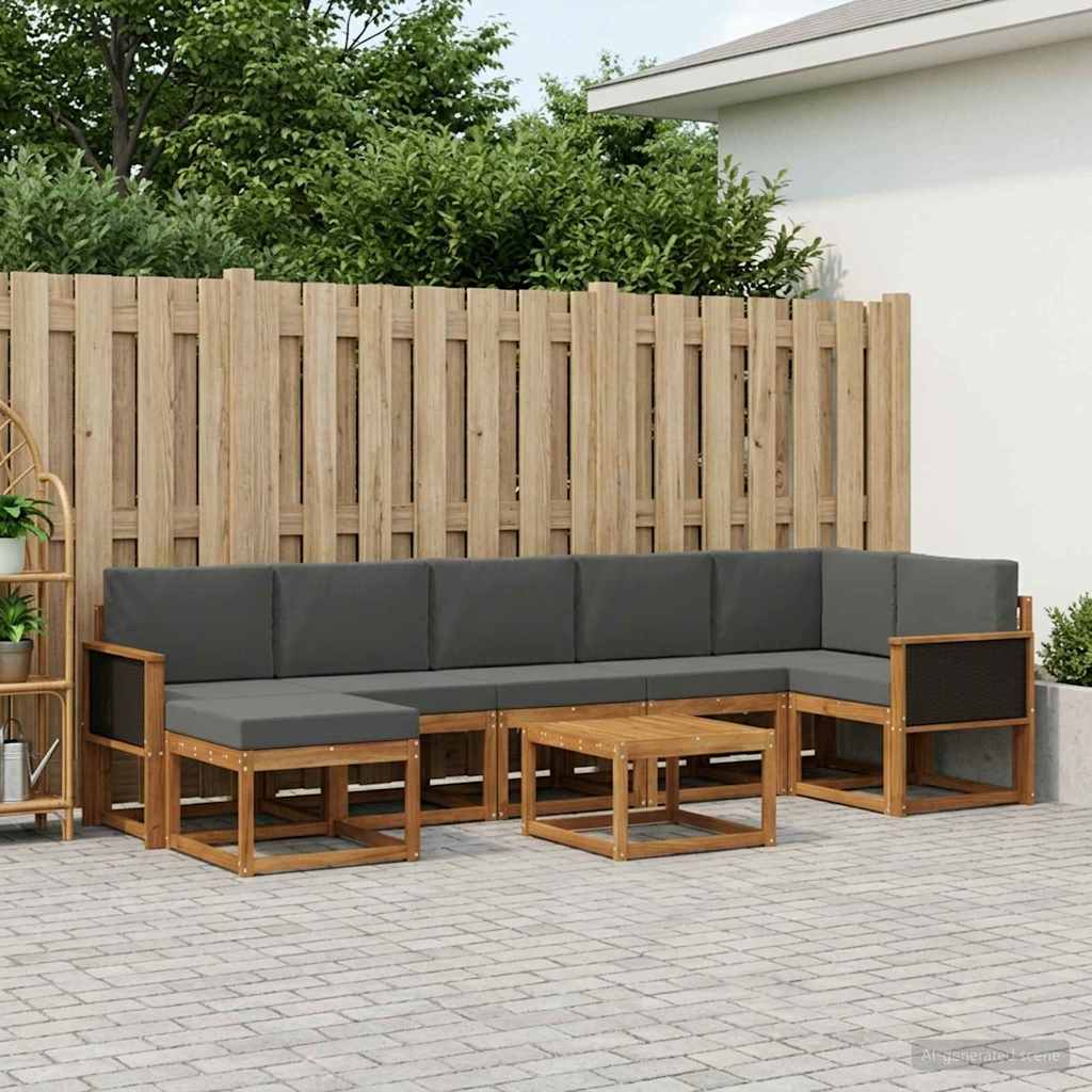 vidaXL Zestaw sof na zewnątrz 8 pcs Naturalny i Antracytowy Poliester