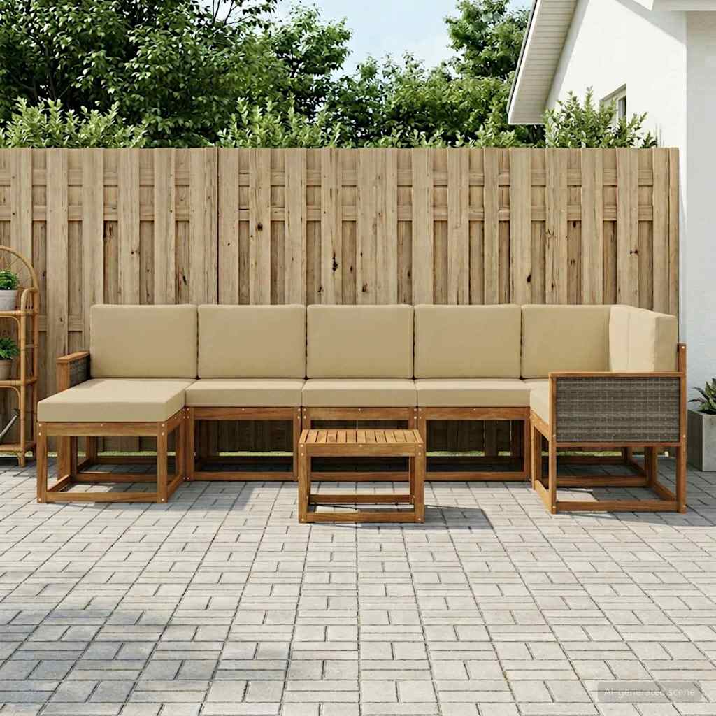 vidaXL Zestaw sof na zewnątrz 8 pcs Naturalny i Beżowy Poliester