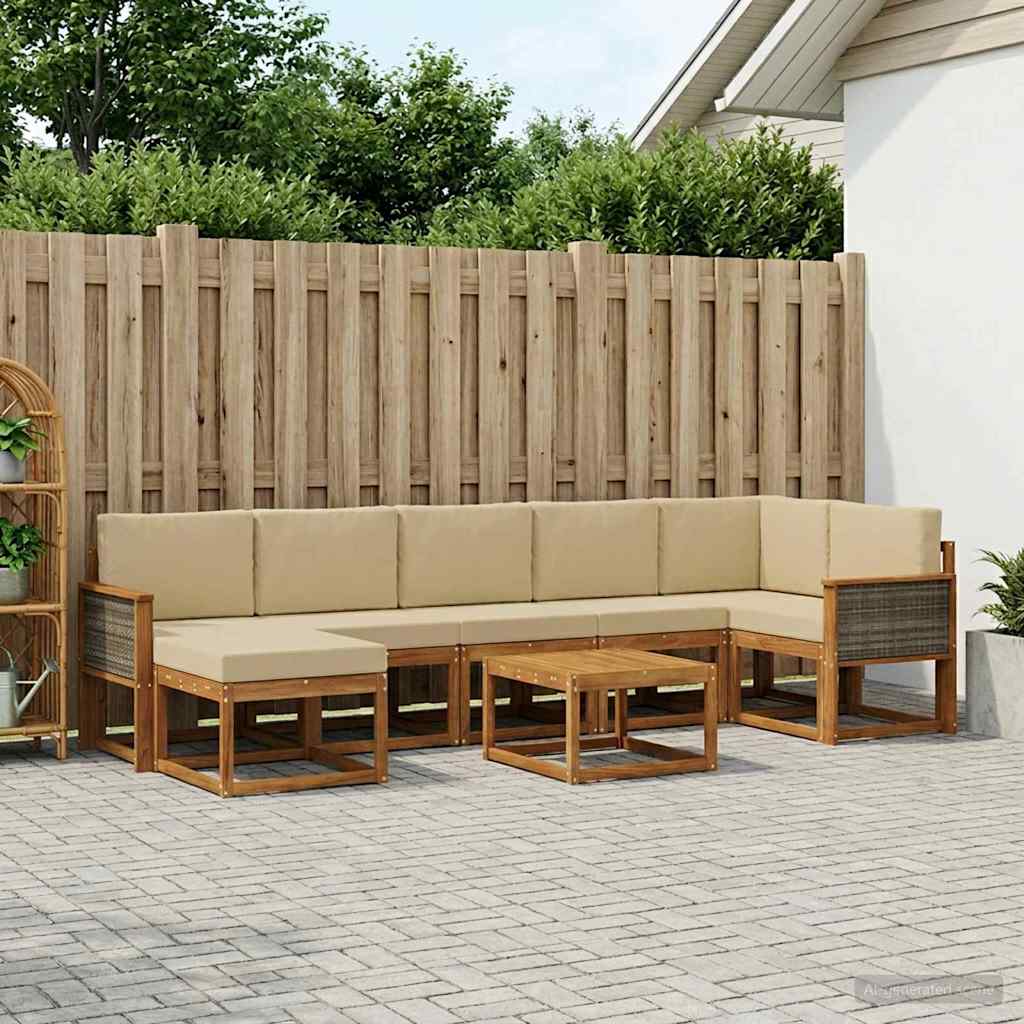 vidaXL Zestaw sof na zewnątrz 8 pcs Naturalny i Beżowy Poliester
