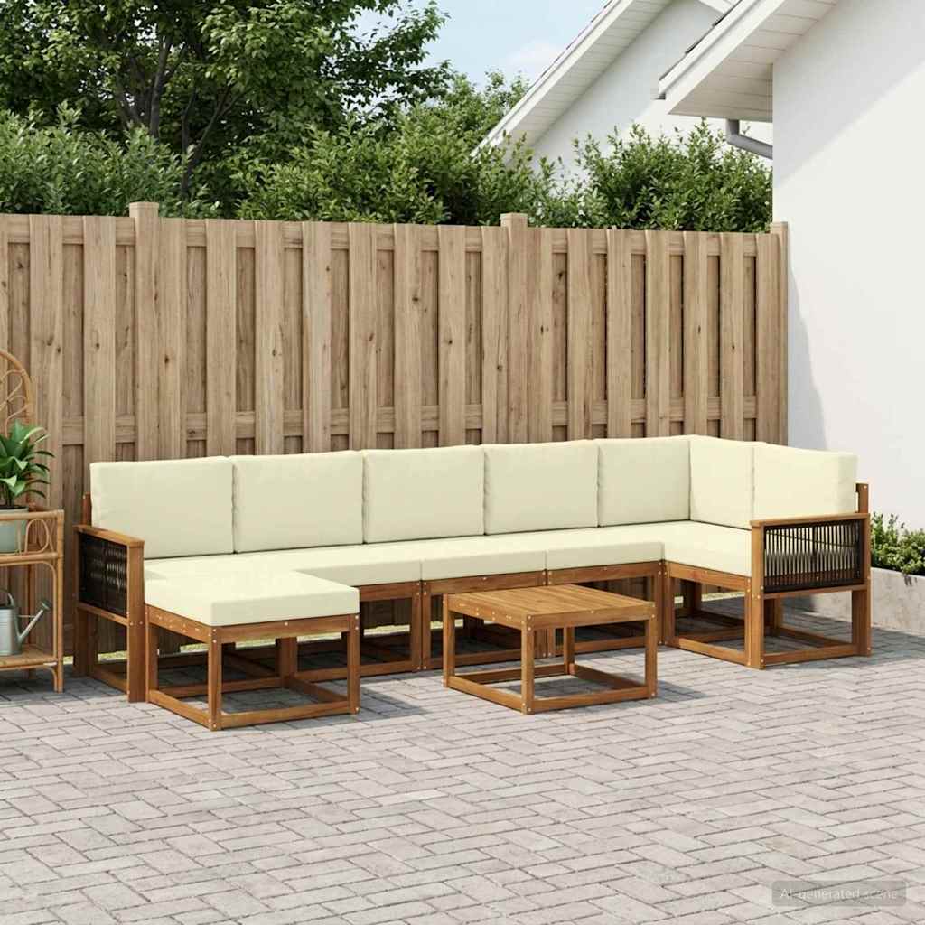vidaXL Zestaw sof na zewnątrz 8 pcs Naturalny i Kremowy Poliester