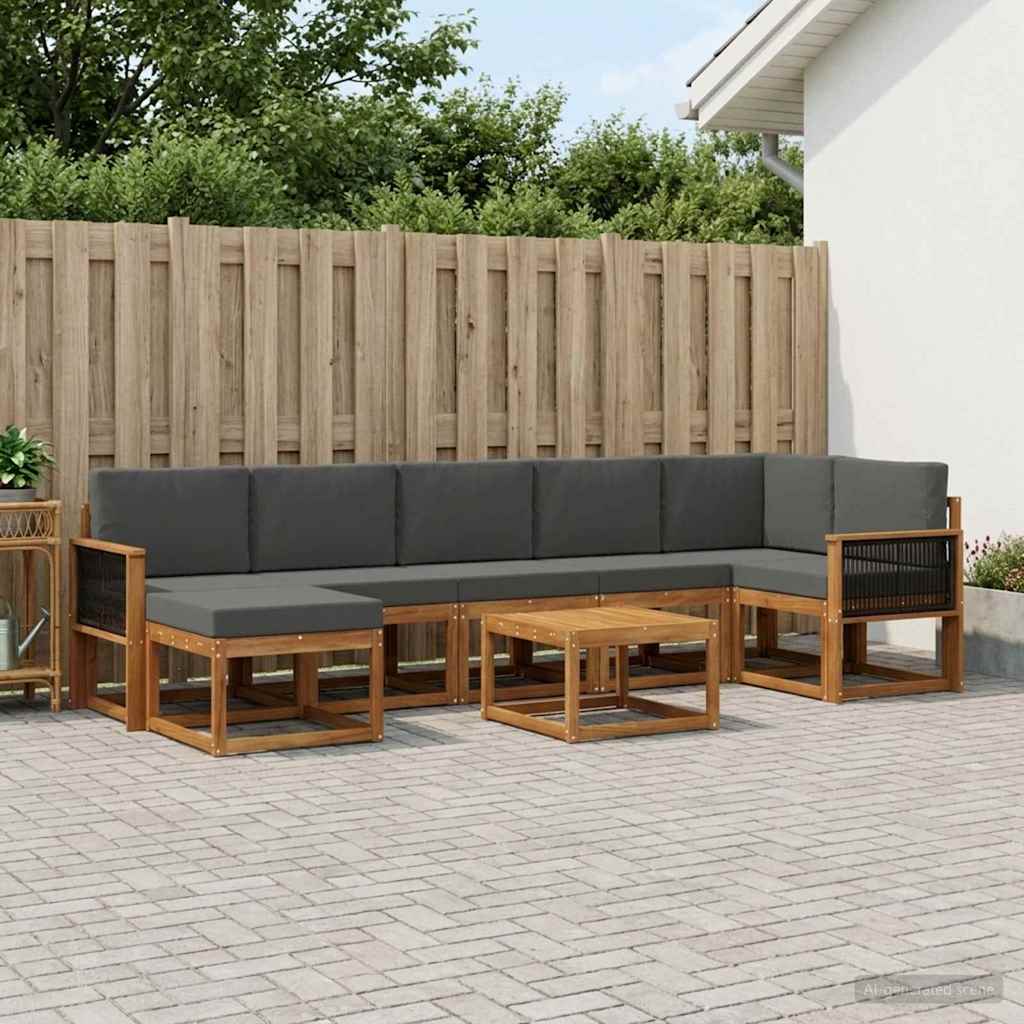 vidaXL Zestaw sof na zewnątrz 8 pcs Naturalny i Antracytowy Poliester