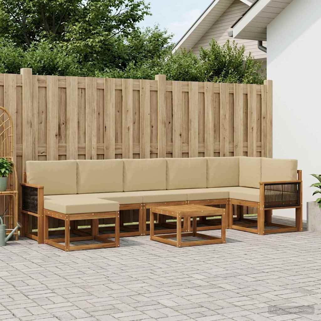 vidaXL Zestaw sof na zewnątrz 8 pcs Naturalny i Beżowy Poliester
