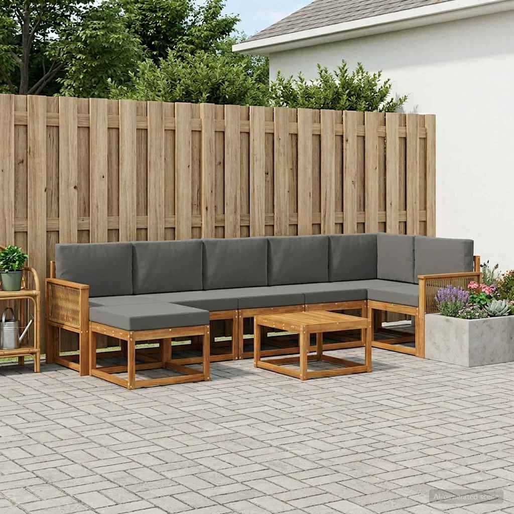 vidaXL Zestaw sof na zewnątrz 8 pcs Naturalny i Antracytowy Poliester