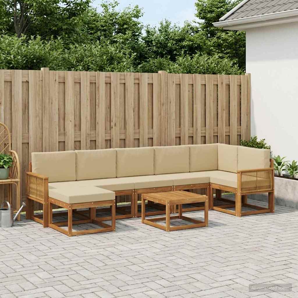 vidaXL Zestaw sof na zewnątrz 8 pcs Naturalny i Beżowy Poliester