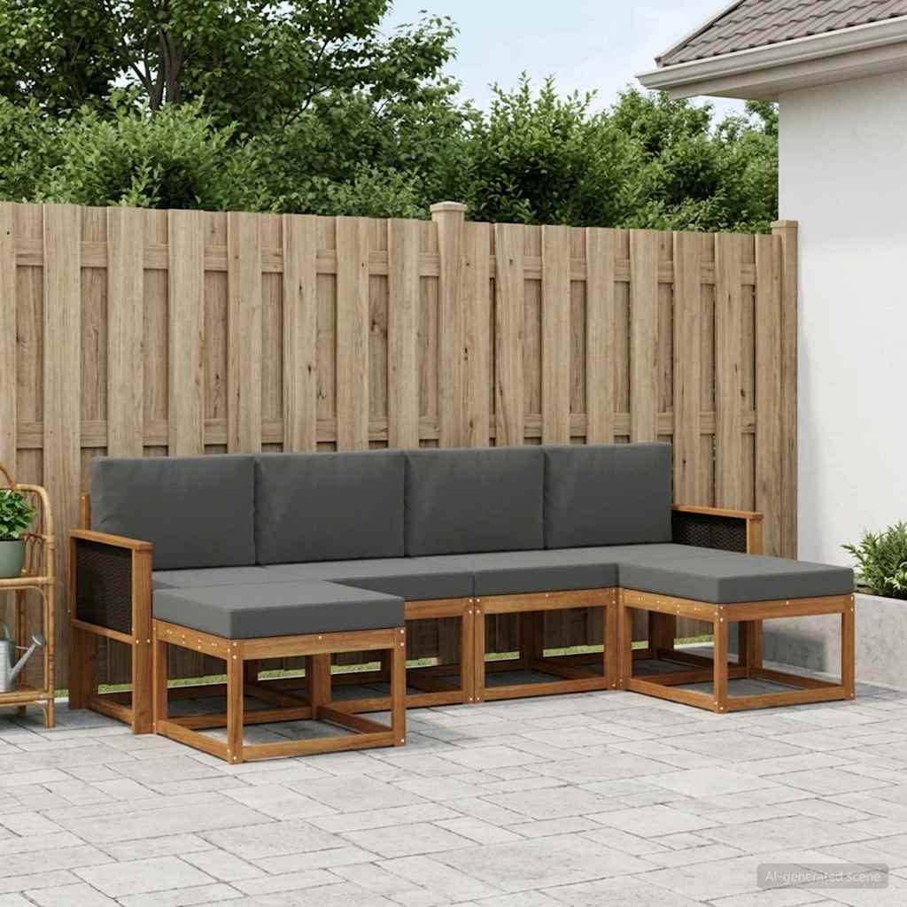 vidaXL Zestaw sof na zewnątrz 6 pcs Naturalny i Antracytowy Poliester