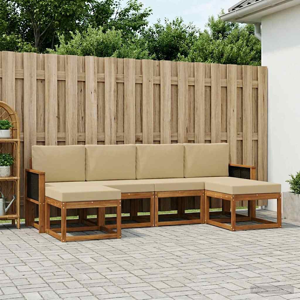 vidaXL Zestaw sof na zewnątrz 6 pcs Naturalny i Beżowy Poliester