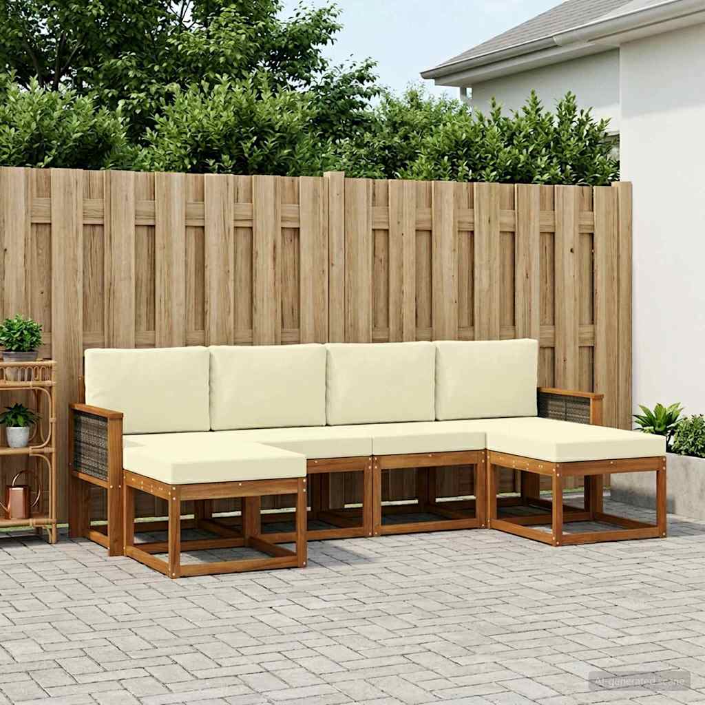 vidaXL Zestaw sof na zewnątrz 6 pcs Naturalny i Kremowy Poliester