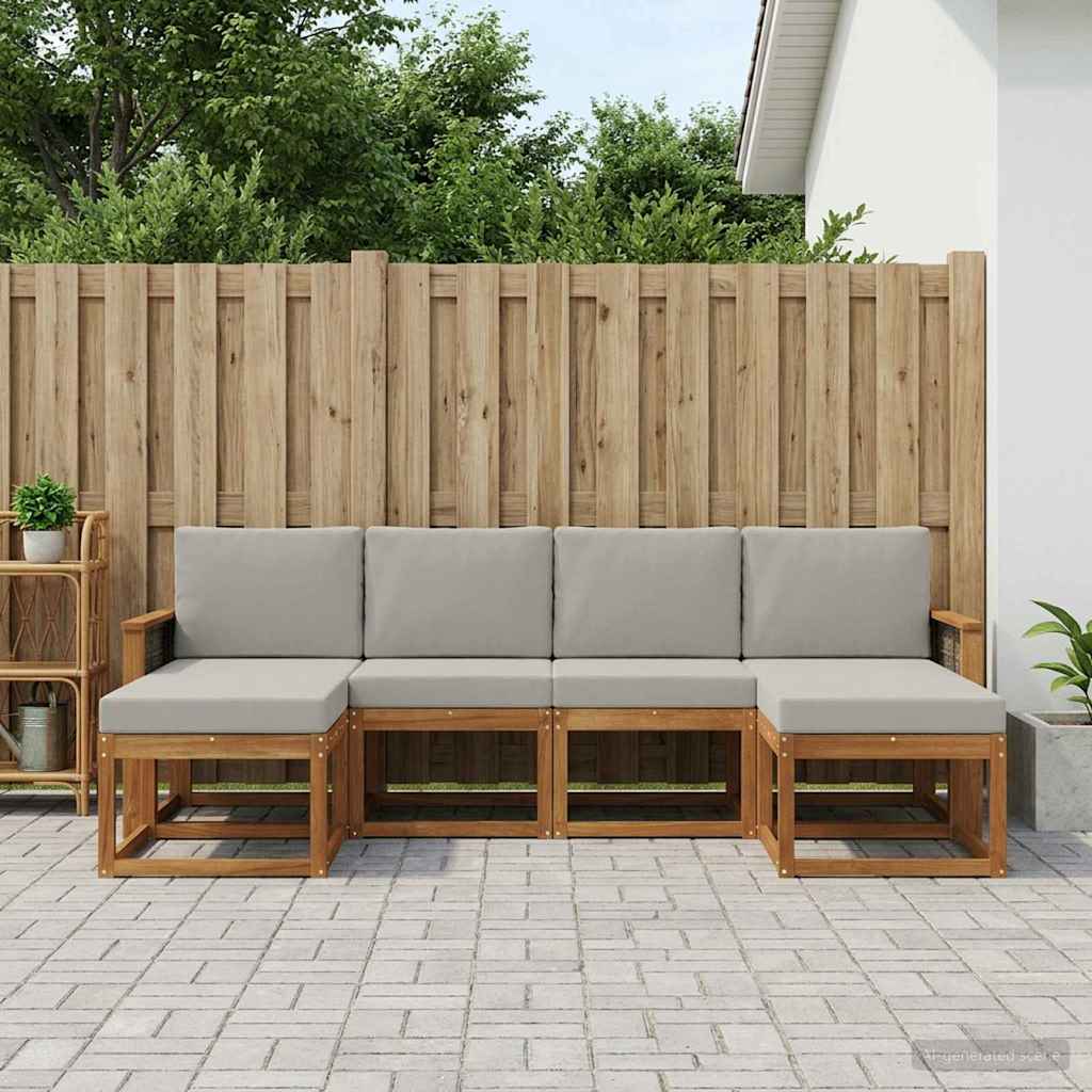 vidaXL Zestaw sof na zewnątrz 6 pcs Naturalny i jasnoszary Poliester
