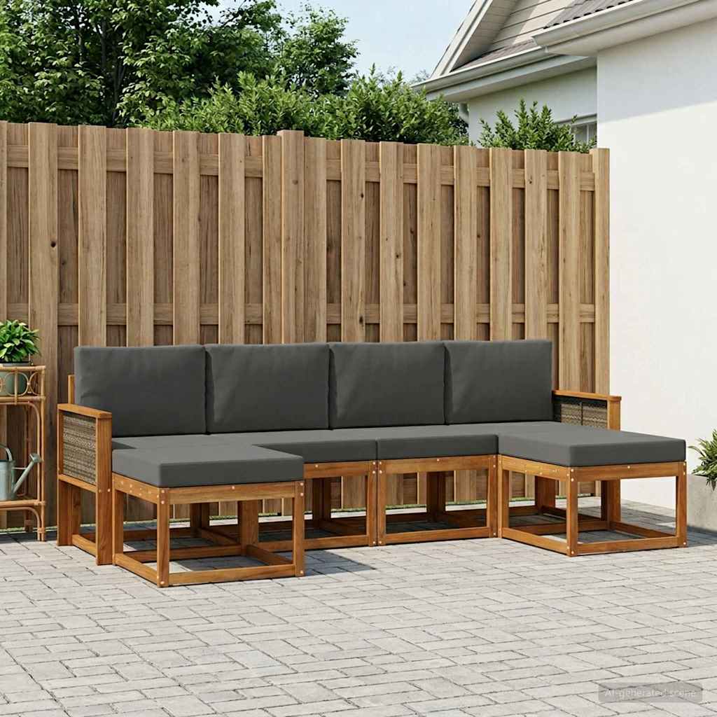 vidaXL Zestaw sof na zewnątrz 6 pcs Naturalny i Antracytowy Poliester