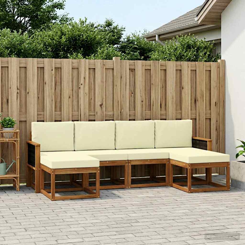 vidaXL Zestaw sof na zewnątrz 6 pcs Naturalny i Kremowy Poliester