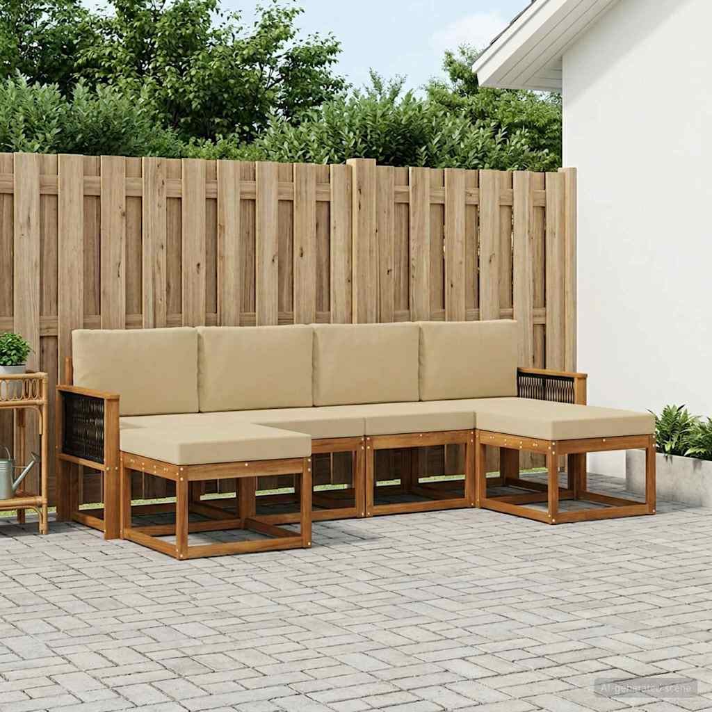 vidaXL Zestaw sof na zewnątrz 6 pcs Naturalny i Beżowy Poliester