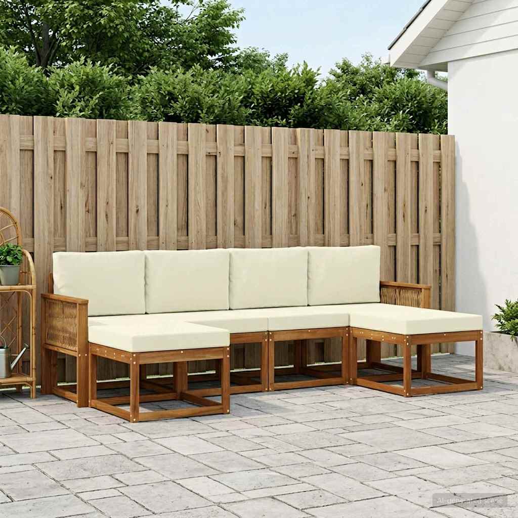 vidaXL Zestaw sof na zewnątrz 6 pcs Naturalny i Kremowy Poliester