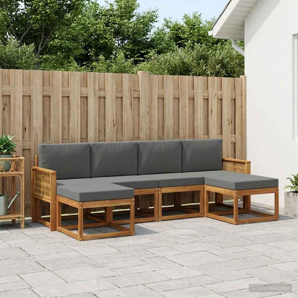 vidaXL Zestaw sof na zewnątrz 6 pcs Naturalny i Antracytowy Poliester