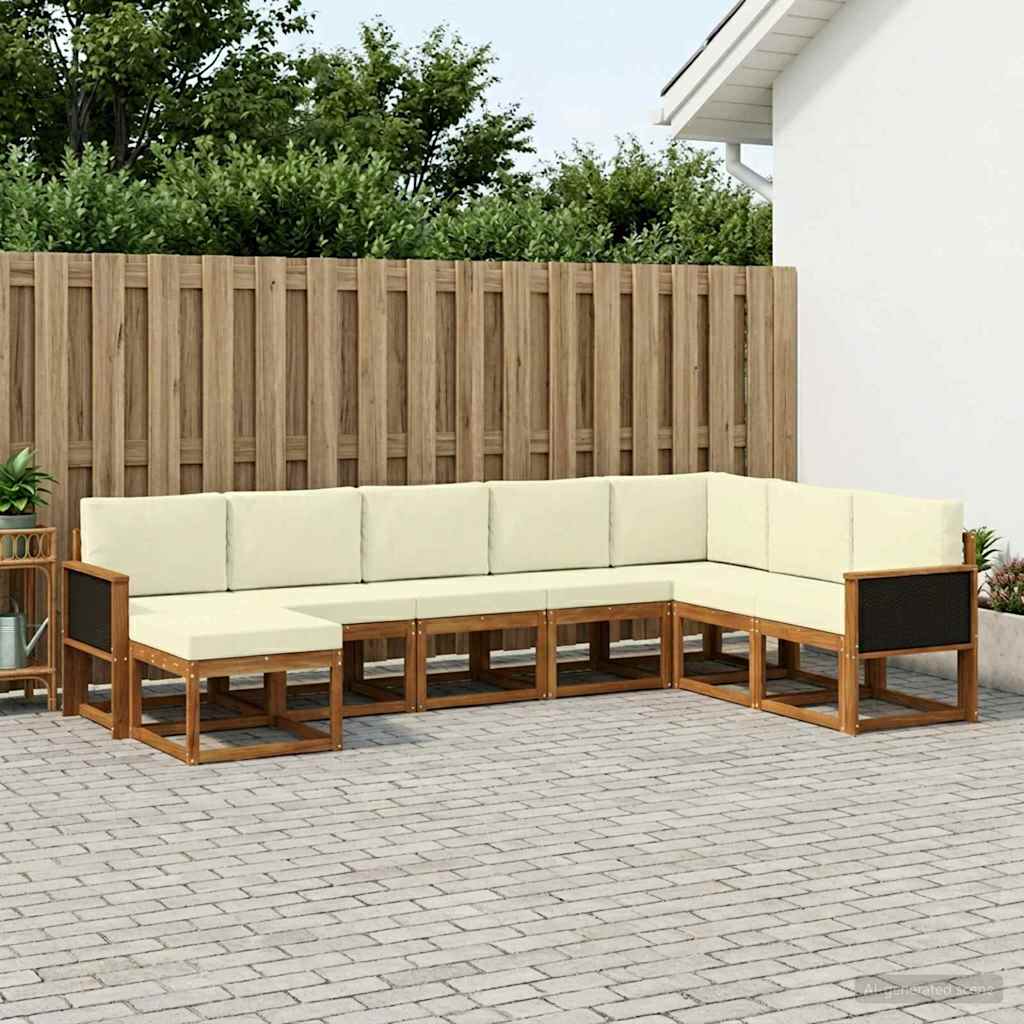 vidaXL Zestaw sof na zewnątrz z poduszką 8 pcs Naturalny i Kremowy