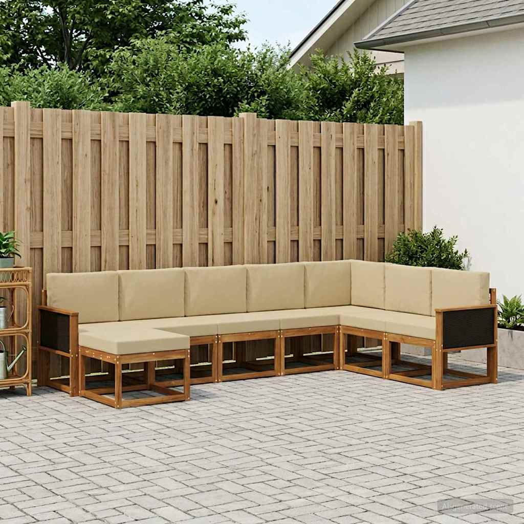 vidaXL Zestaw sof na zewnątrz z poduszką 8 pcs Naturalny i Beżowy